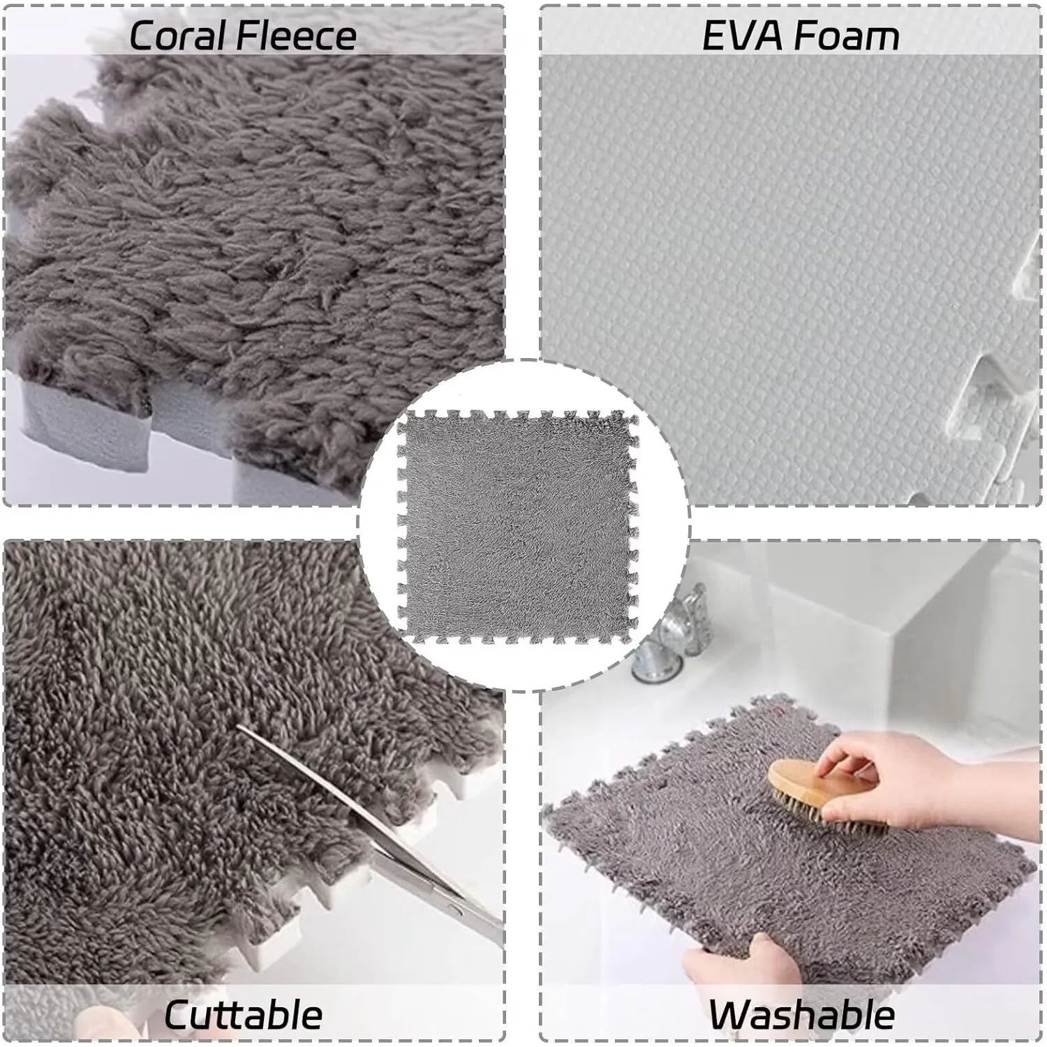 4-20 Piece Plush Play Mat for Babies BPA-Free Interlocking DIY Children's Play Mat Home Decor Floor Protection Carpet thumbnail 4