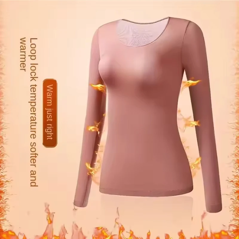 1/2PCS Women's Winter Thermal Underwear Seamless Solid Color Elastic Ultra-thin Long Sleeve Top Trousers Warm Thermal Lingerie thumbnail 2
