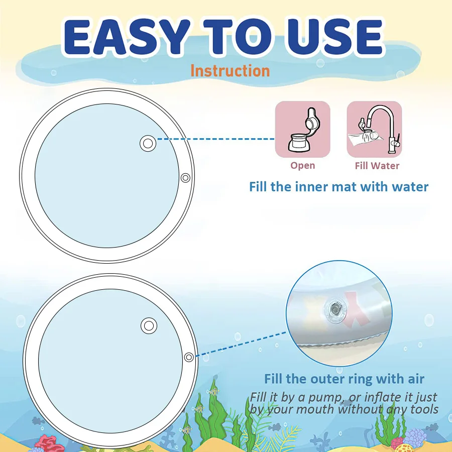 1pc Dolphin Inflatable PVC Baby Playing Water Mat 60cm/23.6inch Toddler Pad Kids Early Education Activity Toys Mat thumbnail 6