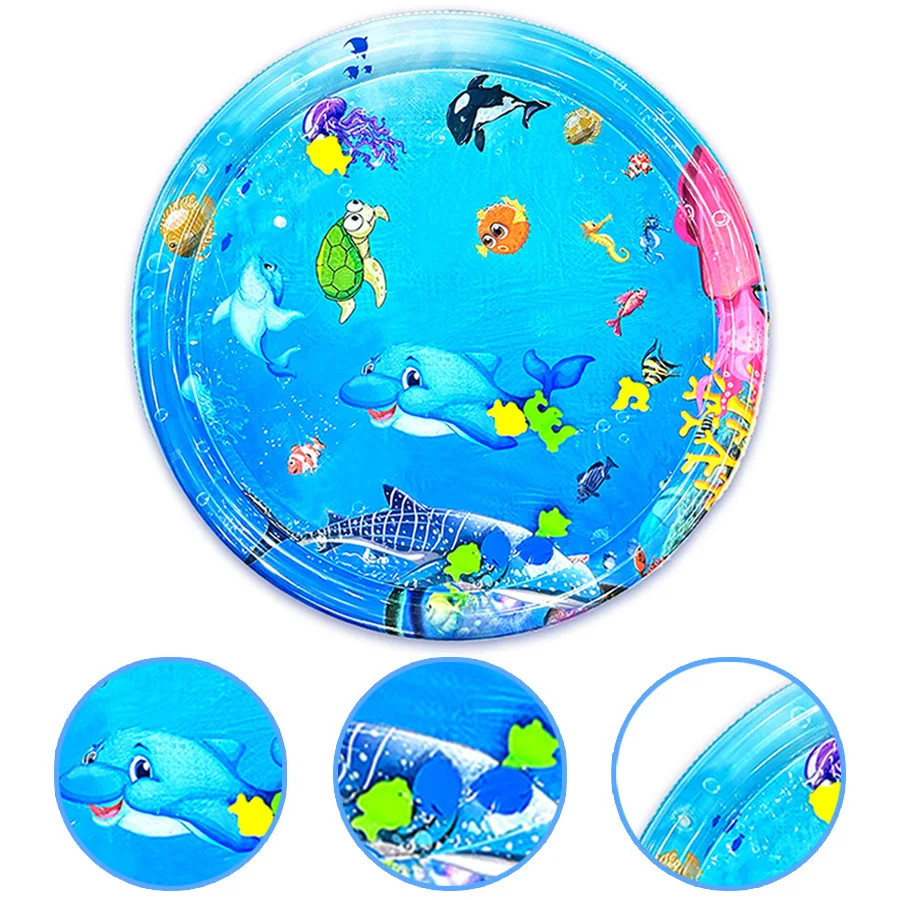 96cm/37.8inch Circular Dolphin Inflatable PVC Baby Playing Water Mat Toddler Pad Kids Early Education Tummy Time Activity Toy thumbnail 6