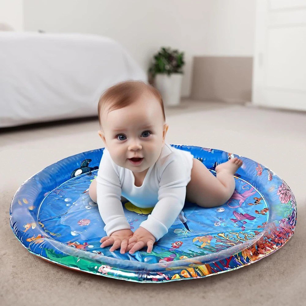 96cm/37.8inch Circular Dolphin Inflatable PVC Baby Playing Water Mat Toddler Pad Kids Early Education Tummy Time Activity Toy thumbnail 3