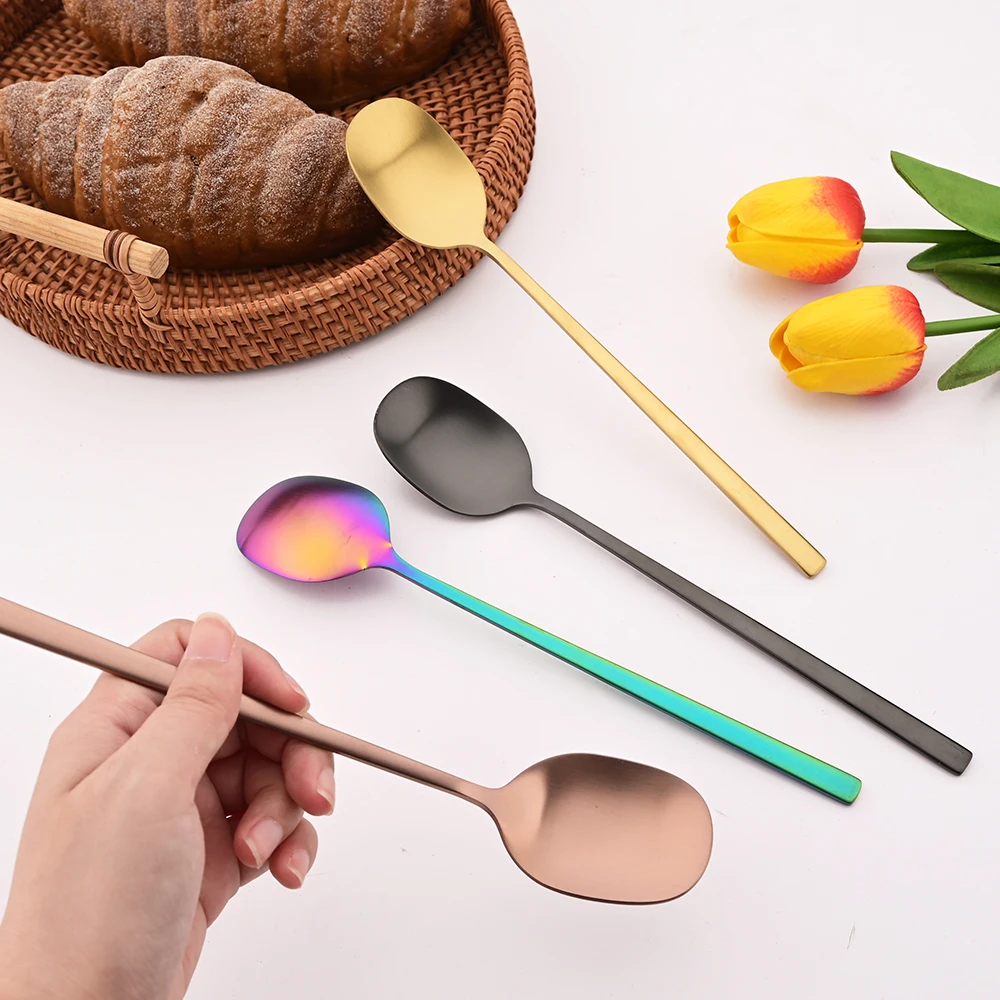 8Pcs Green Silver Dinnerware Dinner Spoons Chopsticks Cutlery Set Stainless Steel Tableware Sets Kitchen Home Flatware Set thumbnail 5