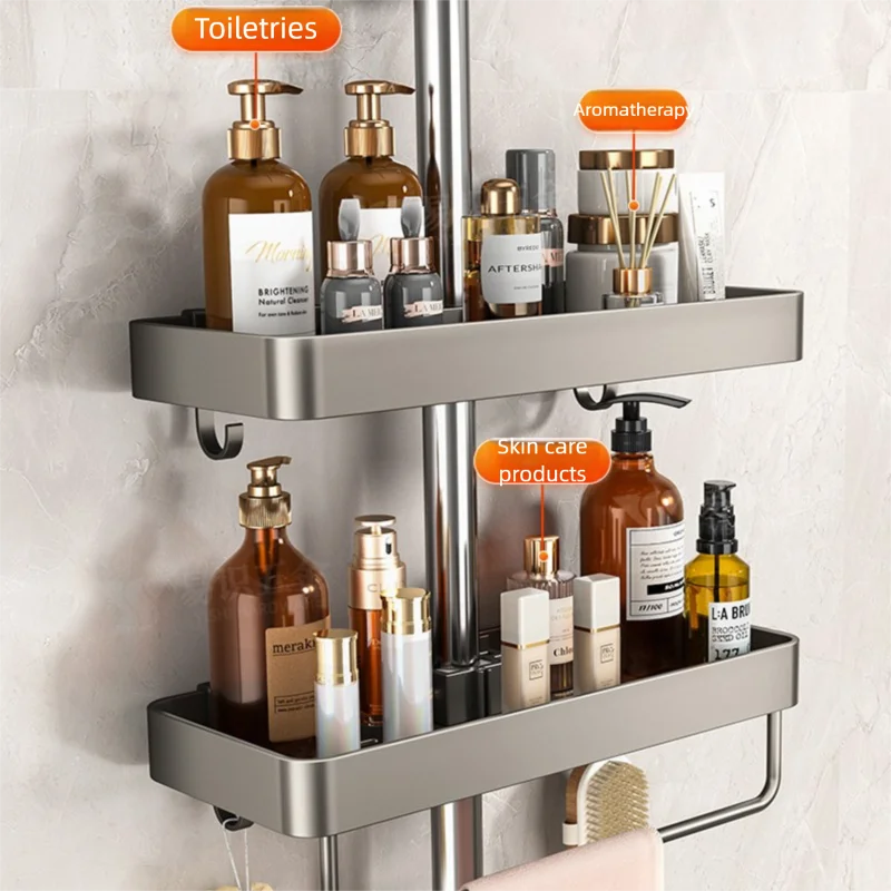 YM No-Drill Installation Bathroom Showerhead Storage Rack Tray Rain Shower Rod Holder Lift Bracket for Bathroom Organization thumbnail 2