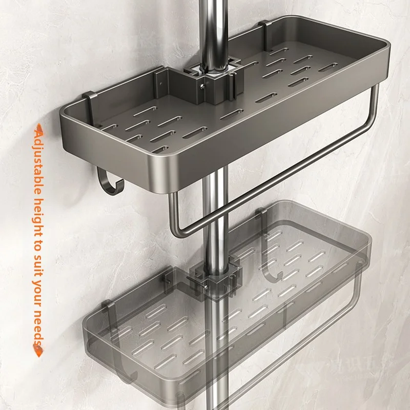 YM No-Drill Installation Bathroom Showerhead Storage Rack Tray Rain Shower Rod Holder Lift Bracket for Bathroom Organization thumbnail 4