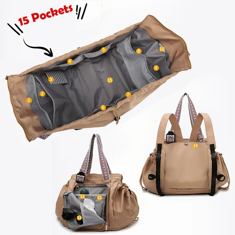 3-in-1 Mommy Bag Baby Diaper Bags Multifunctional Women's Tote Backpack Travel Duffel Airport Bags Foldable Gym Bag thumbnail 3