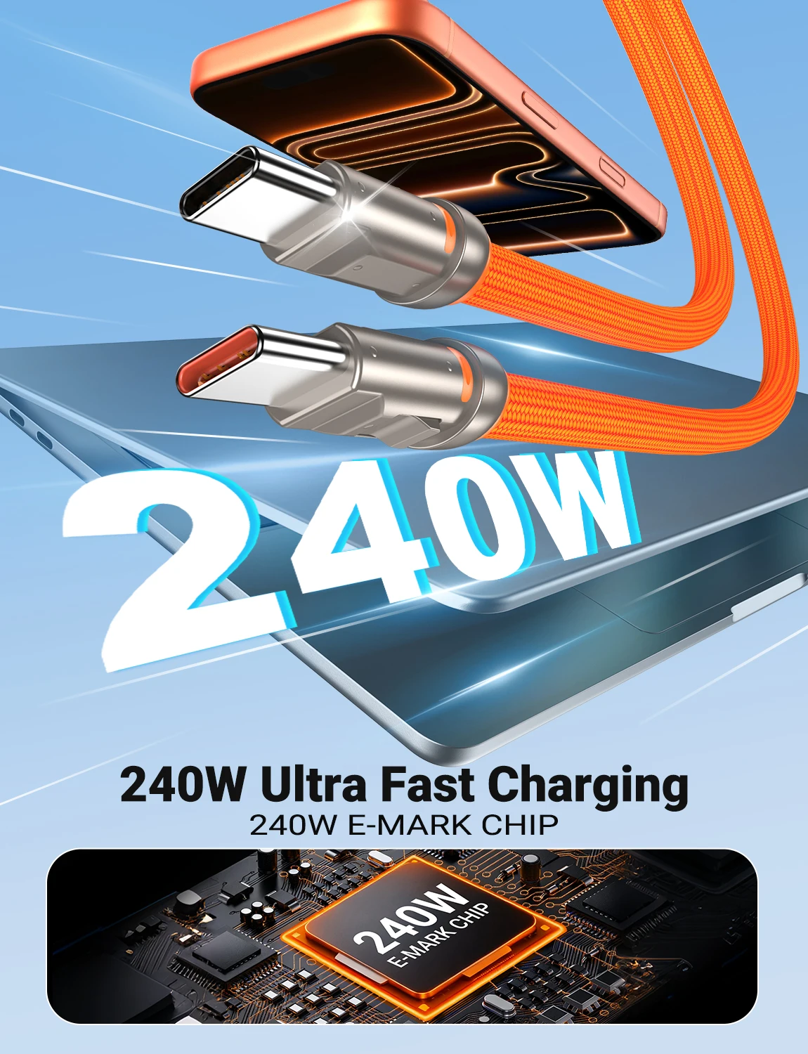 AUFU 240W USB-C Mobile Charging Cable Phone Charm Wrist Strap Charging Cable Type-C to Type-C 5A Fast Charging for Samsung Xiaom thumbnail 2