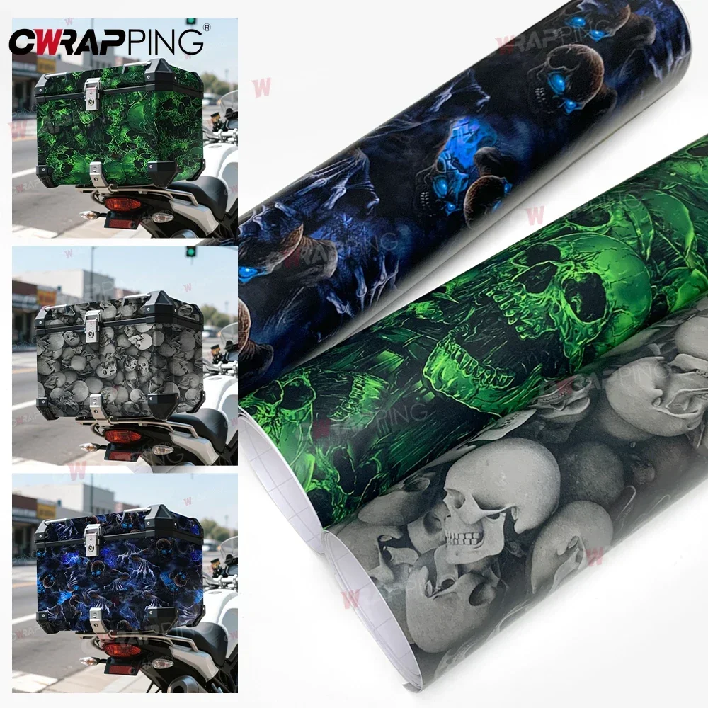PVC Vehicle Decoration Skull Pattern Vinyl Paper for Car Cover Waterproof Self-adhesive Film Skeleton Motorcycle Stickers Wrap