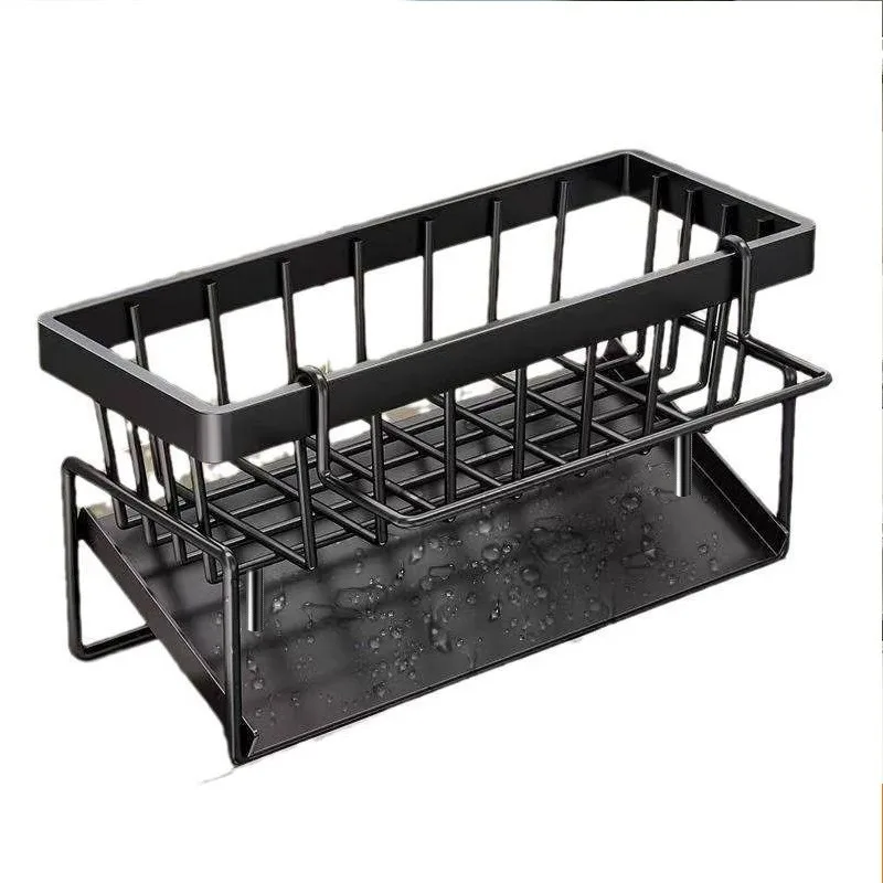 Kitchen Sponge Holder Drain Rack Sink Organizer for Dish Cloth Scrubber Storage with Hanging Hook thumbnail 5