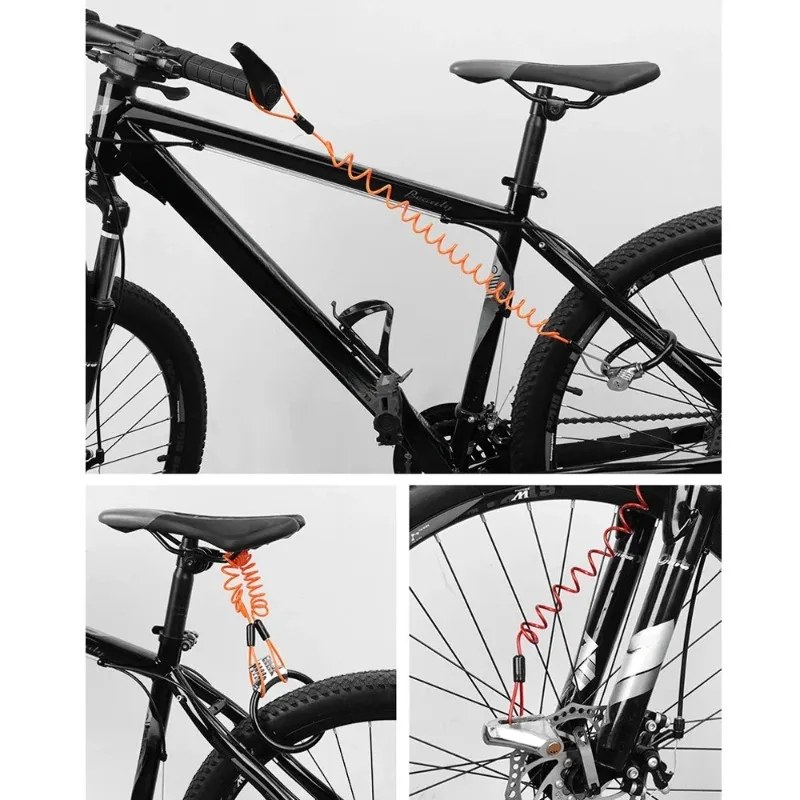 Bike Spring Cable Lock Anti-Theft Rope Alarm Disc Lock Bicycle Security Reminder Motorcycle Theft Protection 150cm thumbnail 4