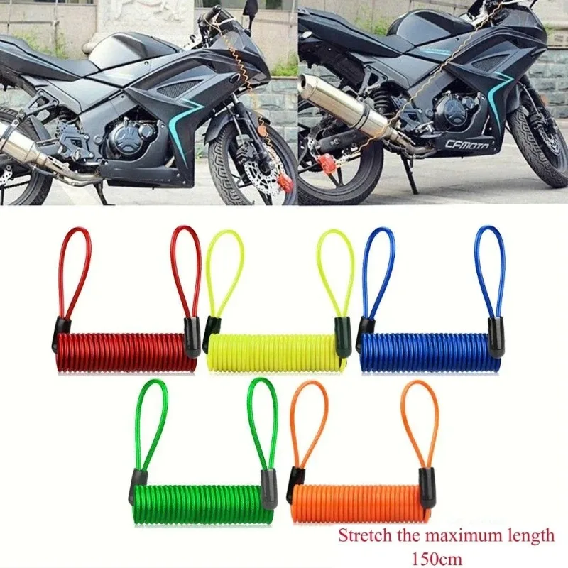 Bike Spring Cable Lock Anti-Theft Rope Alarm Disc Lock Bicycle Security Reminder Motorcycle Theft Protection 150cm thumbnail 3