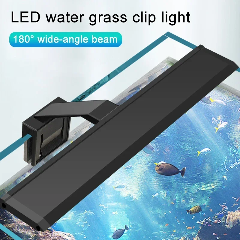 3 Colors LED Aquarium Water Grass Light 220V 5W/7W/9W/12W Aquatic Plant Growth Lamp Energy-Saving 55cm Fish Tank Clip-on Light