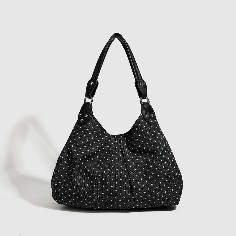 Fashionable Vintage Messenger Bags New Polka Dot Handbag Korean-style Large-capacity Tote Bags Versatile Comfortable Casual Bags thumbnail 4