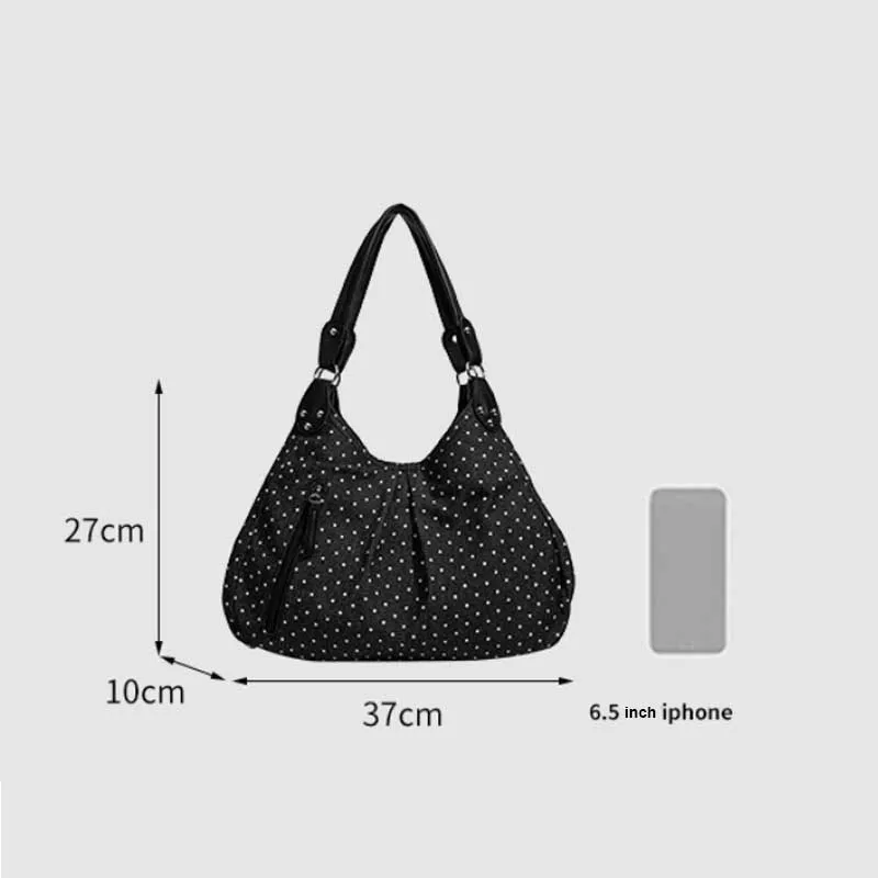 Fashionable Vintage Messenger Bags New Polka Dot Handbag Korean-style Large-capacity Tote Bags Versatile Comfortable Casual Bags thumbnail 6