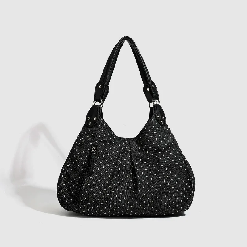 Fashionable Vintage Messenger Bags New Polka Dot Handbag Korean-style Large-capacity Tote Bags Versatile Comfortable Casual Bags thumbnail 2