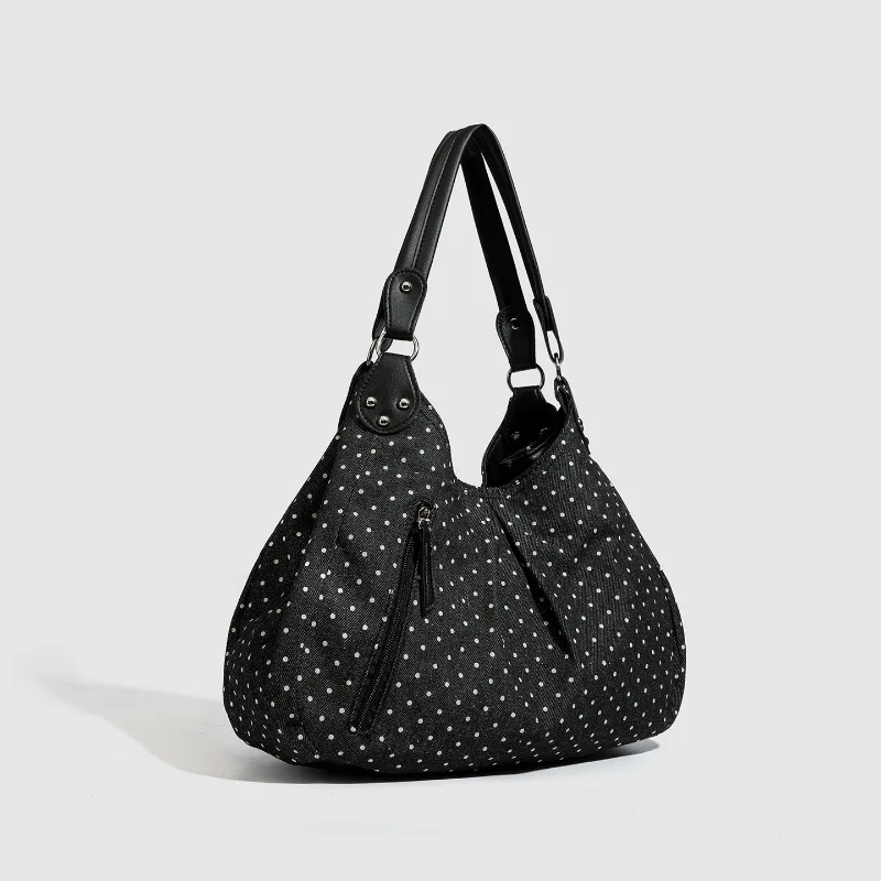 Fashionable Vintage Messenger Bags New Polka Dot Handbag Korean-style Large-capacity Tote Bags Versatile Comfortable Casual Bags thumbnail 3