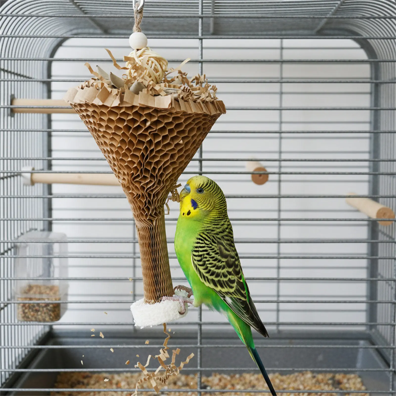 Parrot Chew Toys Natural Palm Leaf Shredding Paper Cones for Birds Biting Stress Relief Long Durable Eco Friendly Pet Supplies