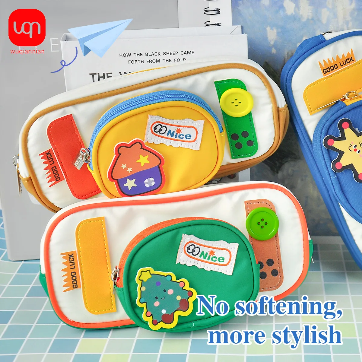 WQN-1PC Morandi Color Pencil Bag Multilayer Stationery Pencil Bag School & Office Stationery thumbnail 2