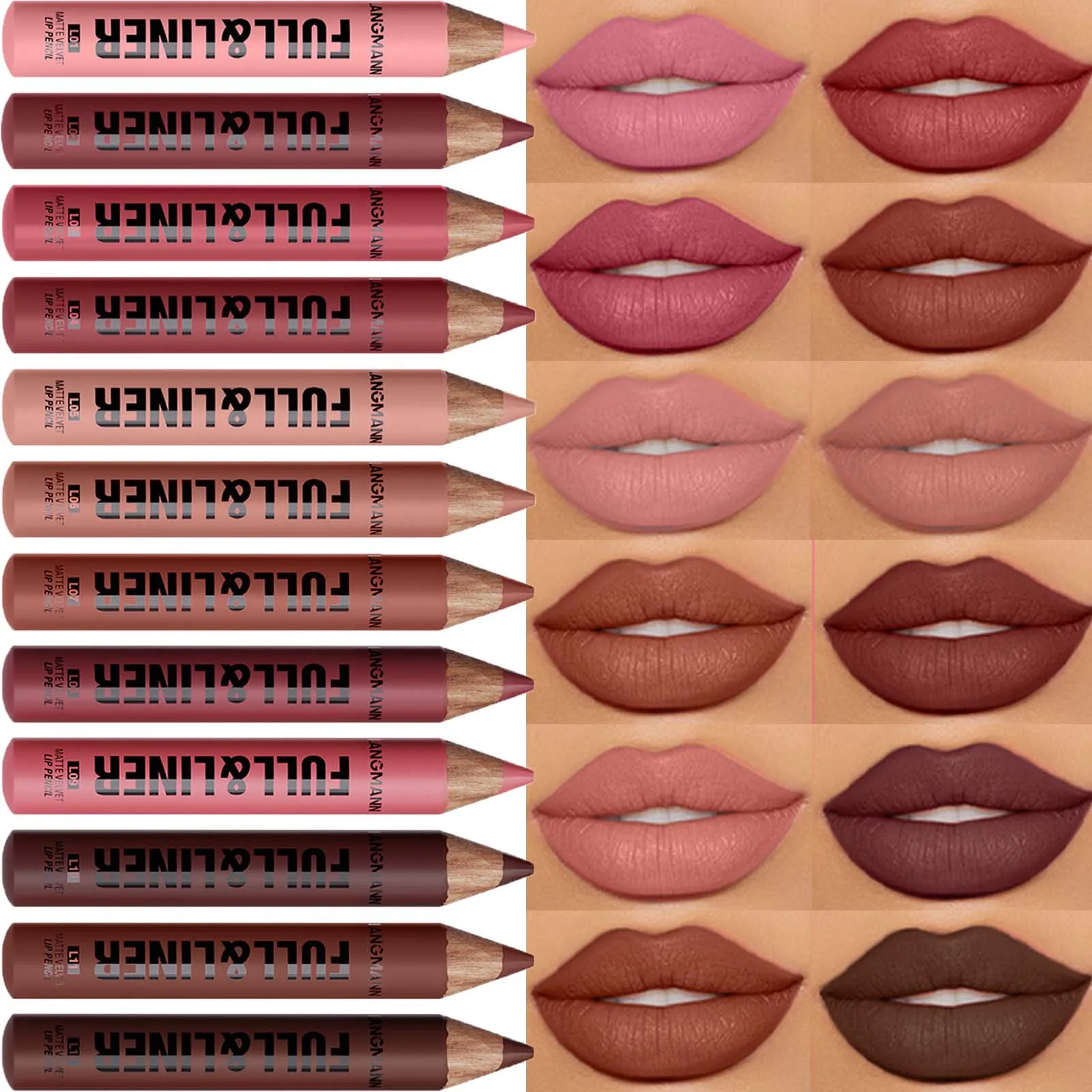 Waterproof Matte Lipliner Pencil Brown Contour Tint Lipstick Pen Long Lasting 12 Color Wooden Lip Liner Pencil Full-lip Makeup thumbnail 2