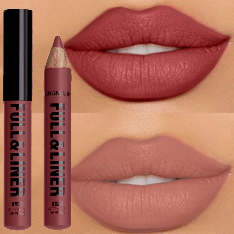 Waterproof Matte Lipliner Pencil Brown Contour Tint Lipstick Pen Long Lasting 12 Color Wooden Lip Liner Pencil Full-lip Makeup thumbnail 3