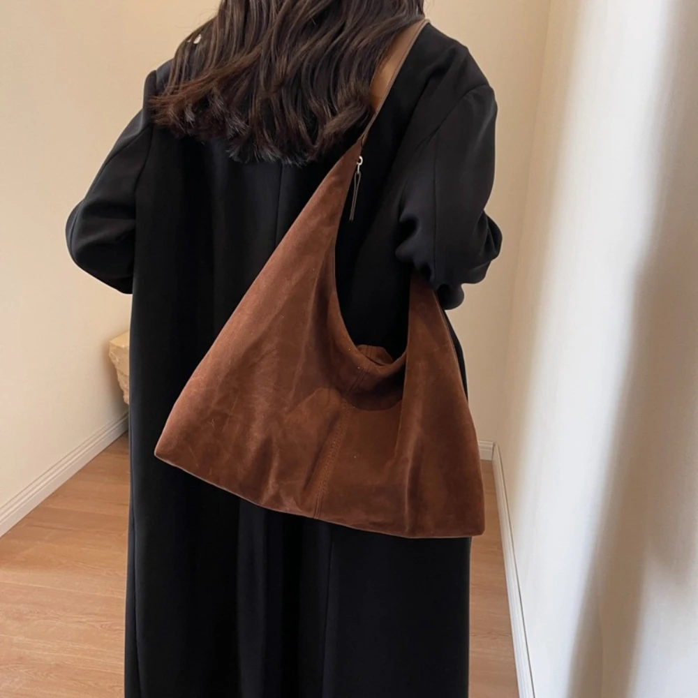 Women Suede Shoulder Bag with Zipper Hobo Bags Large Capacity Handbag Slouchy Bag Commuter Travel Bag Purses and Handbags thumbnail 3