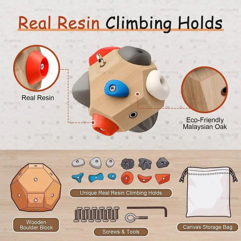 Portable Handcrafted Boulder Block Multi-function Climbing Training Block 3D Rock Climbing Ball Finger Strength Training thumbnail 2