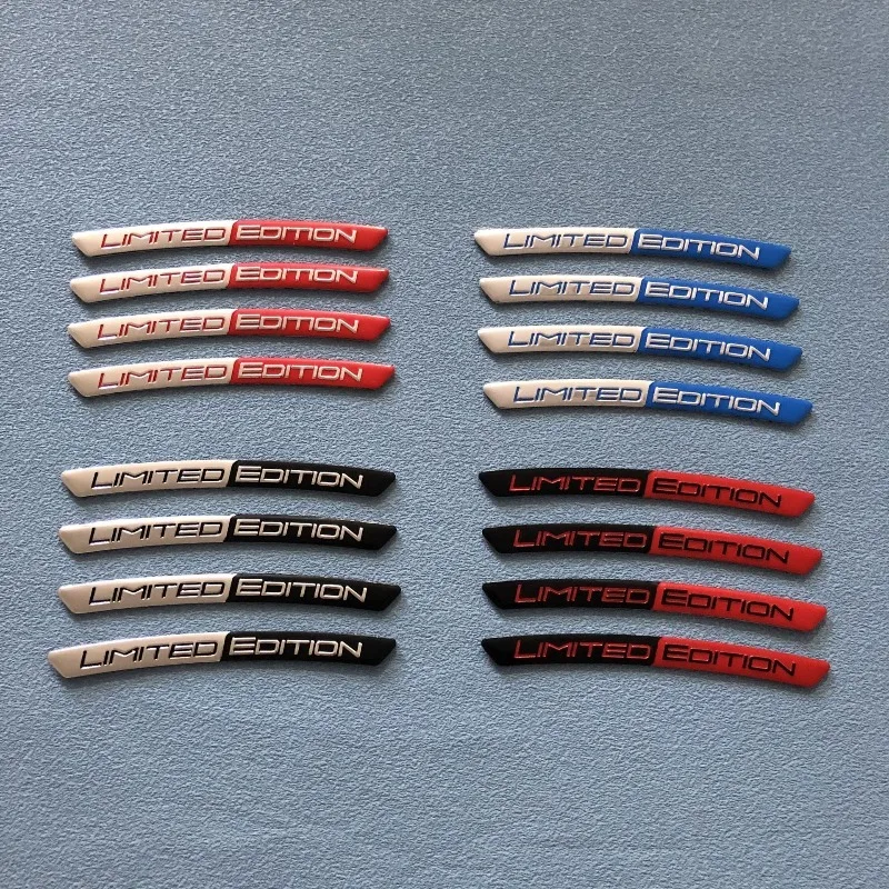 4PCS Aluminum Alloy Limited Edition Logo Car Hub Sticker Decal Tire Rim Decorative Strip Car Exterior General Accessories. thumbnail 5