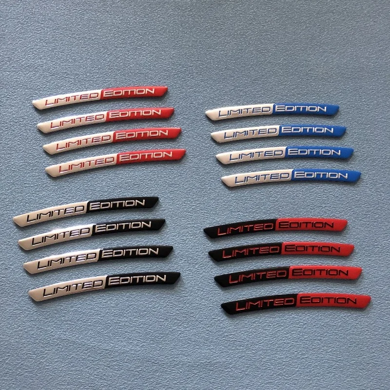 4PCS Aluminum Alloy Limited Edition Logo Car Hub Sticker Decal Tire Rim Decorative Strip Car Exterior General Accessories. thumbnail 6