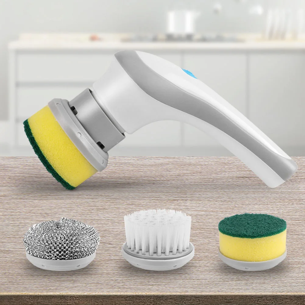 Electric Brush Cleaner 360 Degree Rotation Kitchen Home Cleaning Brush 3 Replaceable Brush Heads Bathroom Kitchen Cleaner thumbnail 2