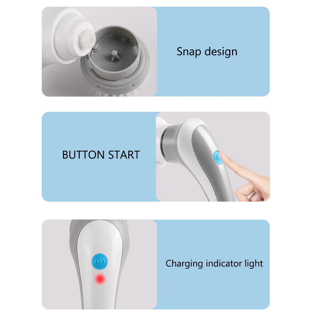 Electric Brush Cleaner 360 Degree Rotation Kitchen Home Cleaning Brush 3 Replaceable Brush Heads Bathroom Kitchen Cleaner thumbnail 3