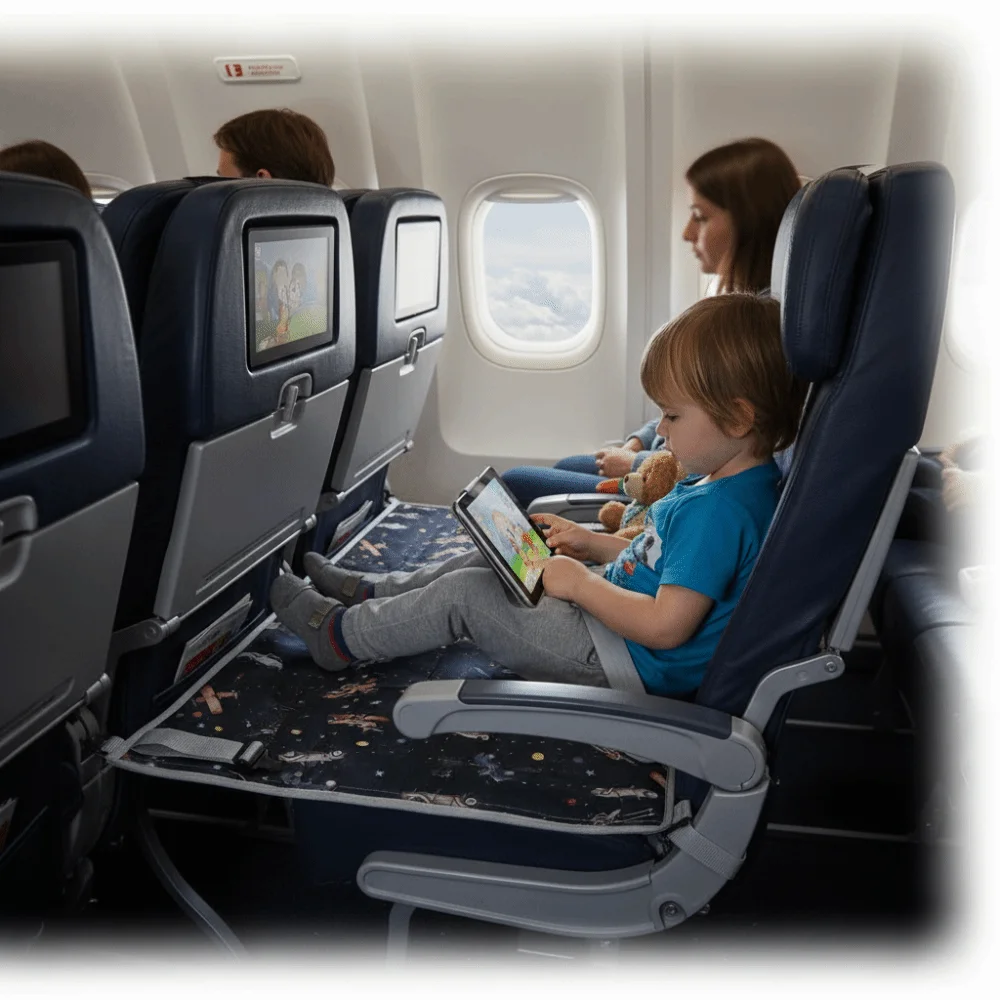 Portable Baby Travel Airplane Bed Foot Leg Rest Comfortable Kids Footrest Bed Foldable Seat Extender thumbnail 2