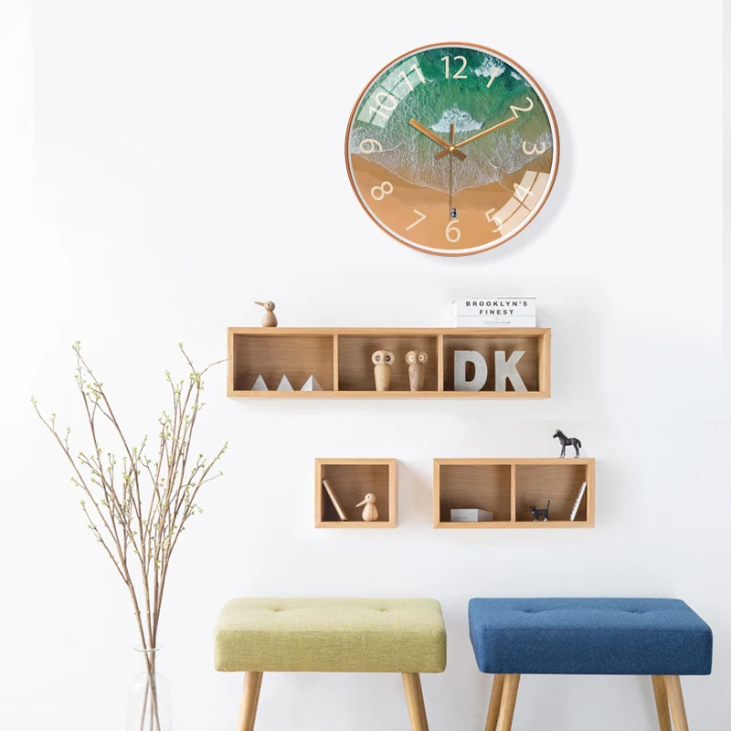 Coastal Themed Wall Clock Vacation Style For Seaside Villas Coastal Living Rooms Bedrooms Wall Clock Noiseless thumbnail 2
