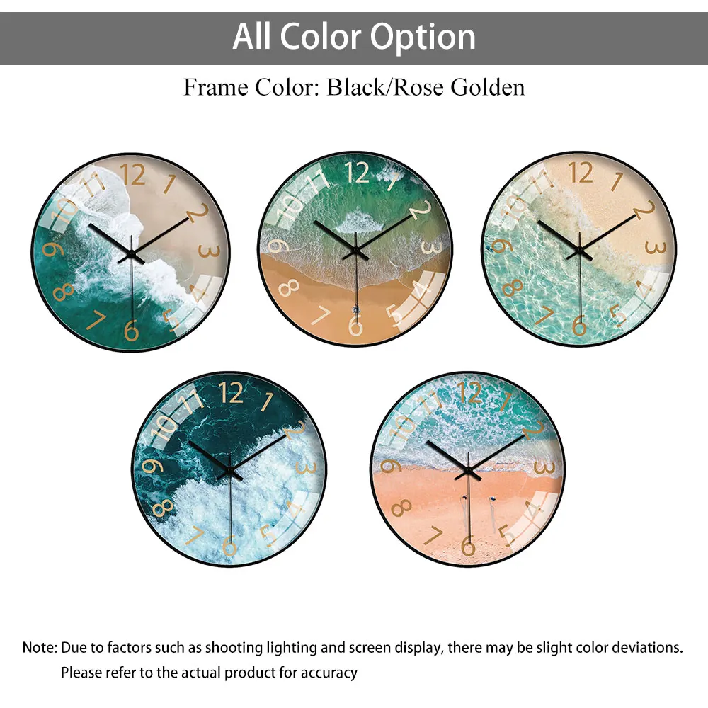 Coastal Themed Wall Clock Vacation Style For Seaside Villas Coastal Living Rooms Bedrooms Wall Clock Noiseless thumbnail 6
