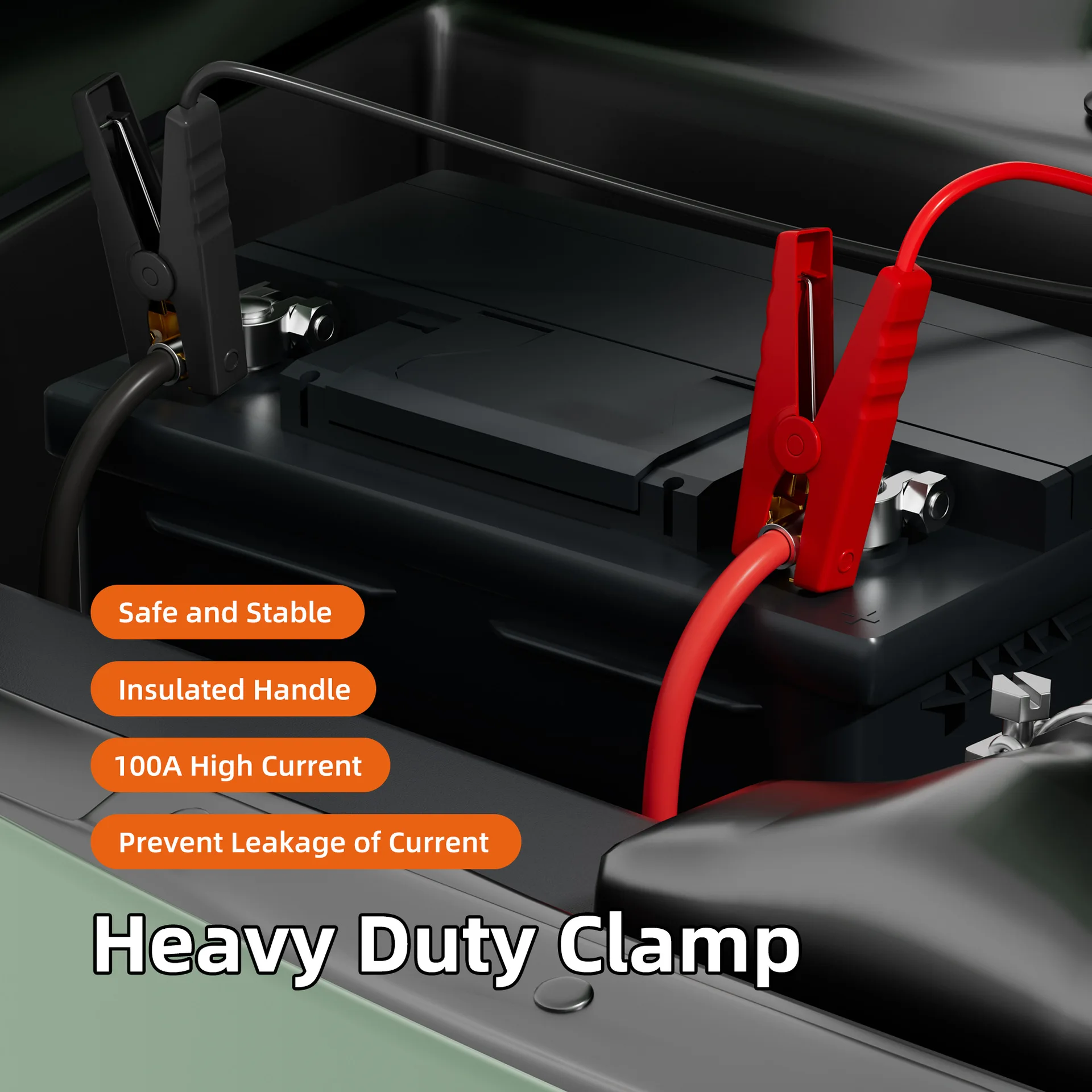 1.65m Jumper Cable Clamp Suitable for 18V Battery Jumper Starter Portable Car Booster thumbnail 4