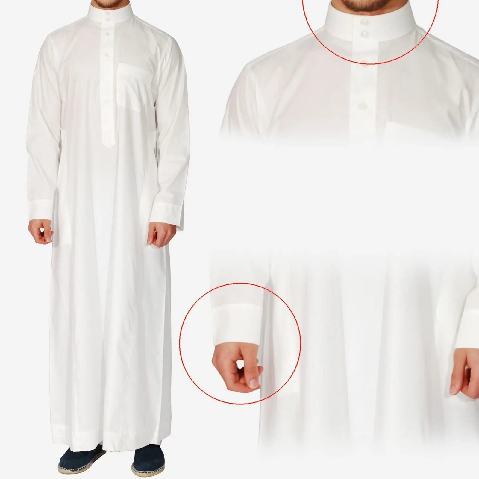 New Pure Color Middle East Men's Robe Qatar Stand Collar Formal Gown Business Casual Polyester Fiber Four Seasons Suitable thumbnail 2