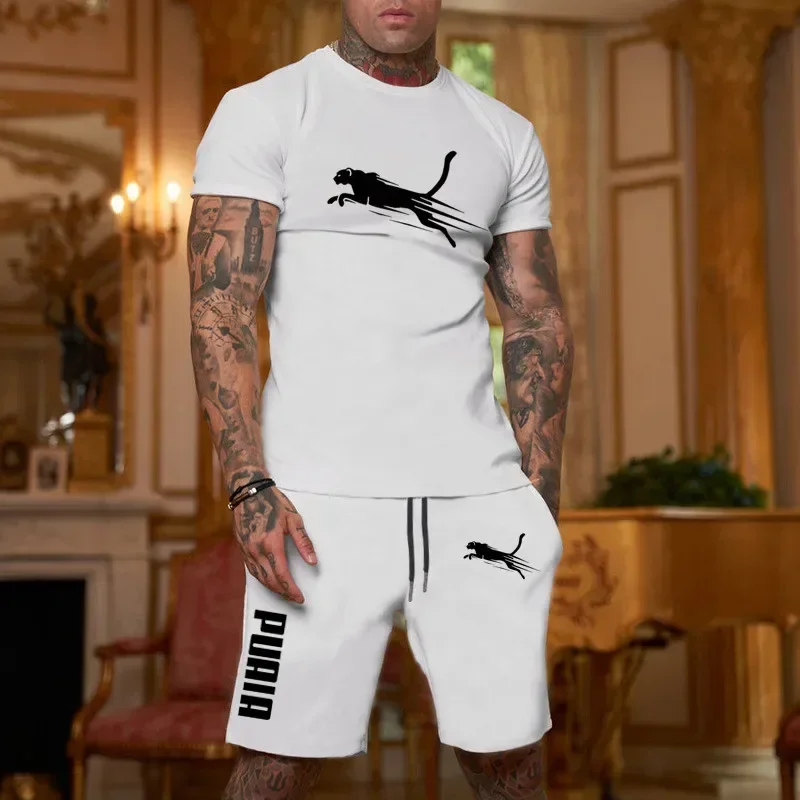 2025 Fashion and Casual Summer Outdoor Sports Set Men's Breathable T-shirt and Shorts Casual Fashion Two-piece Set thumbnail 4