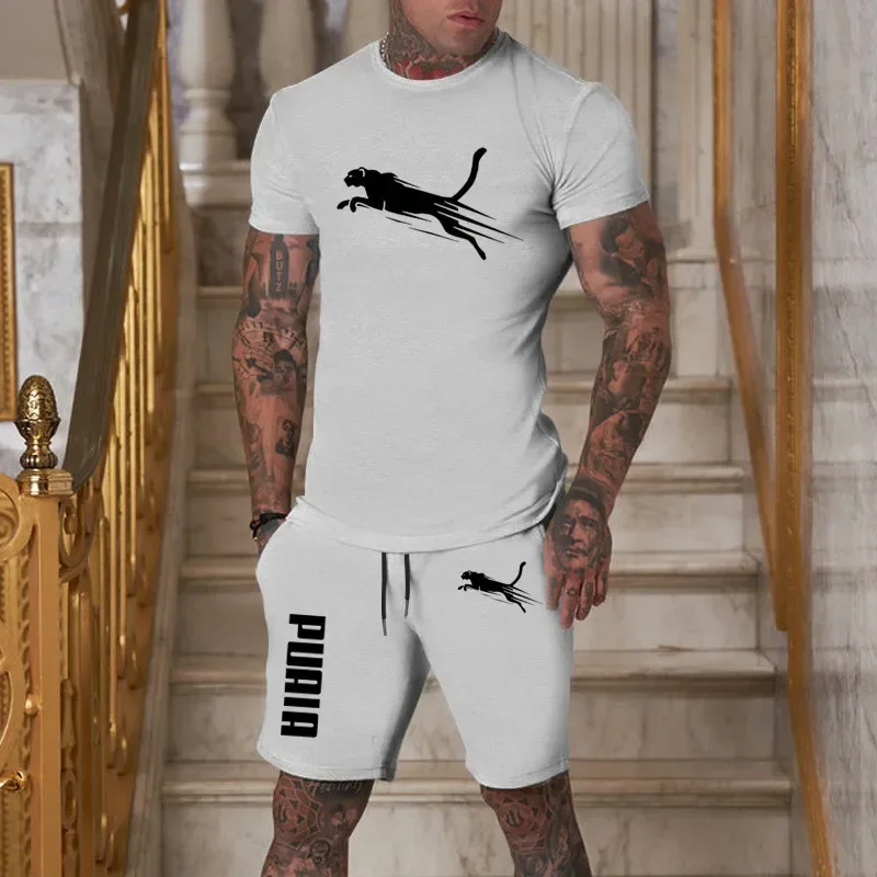 2025 Fashion and Casual Summer Outdoor Sports Set Men's Breathable T-shirt and Shorts Casual Fashion Two-piece Set thumbnail 2