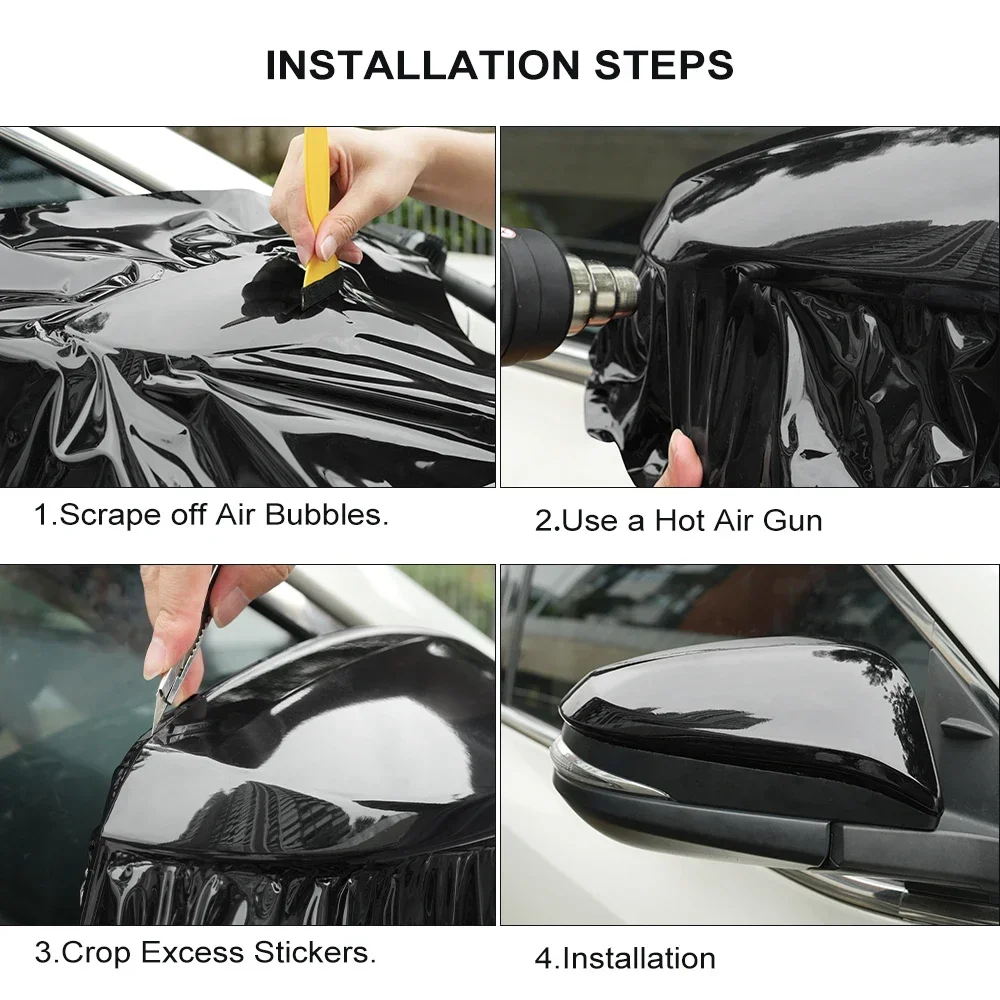 Ultra Gloss PET Piano Black Vinyl Wrap Film Sticker Auto Decoration Accessories Glossy Black Self Adhesive Vinyl Bubble Air Free thumbnail 5