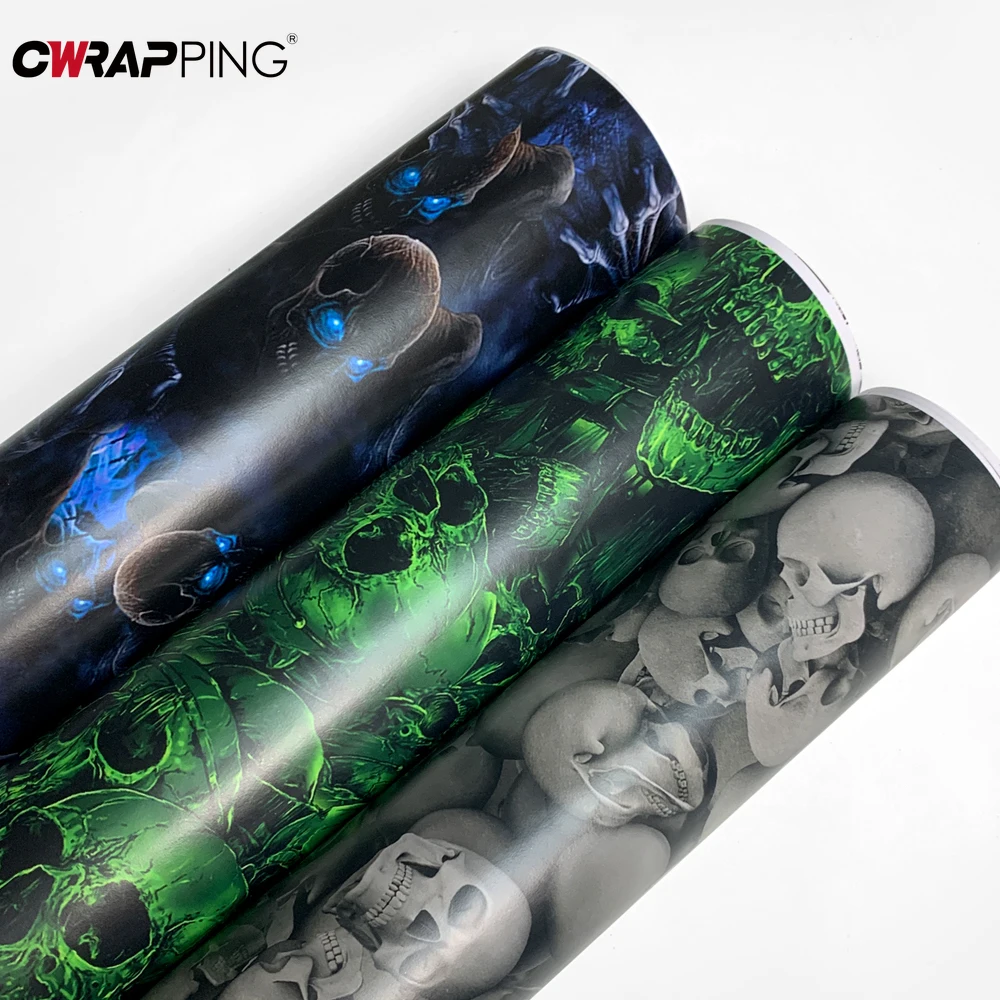 DIY Car Adhesive Vinyl Film for Motorcycle Vinyls Skull Texture Car Wraps Full Body Covering Waterproof Automotive Sticker Wrap thumbnail 2