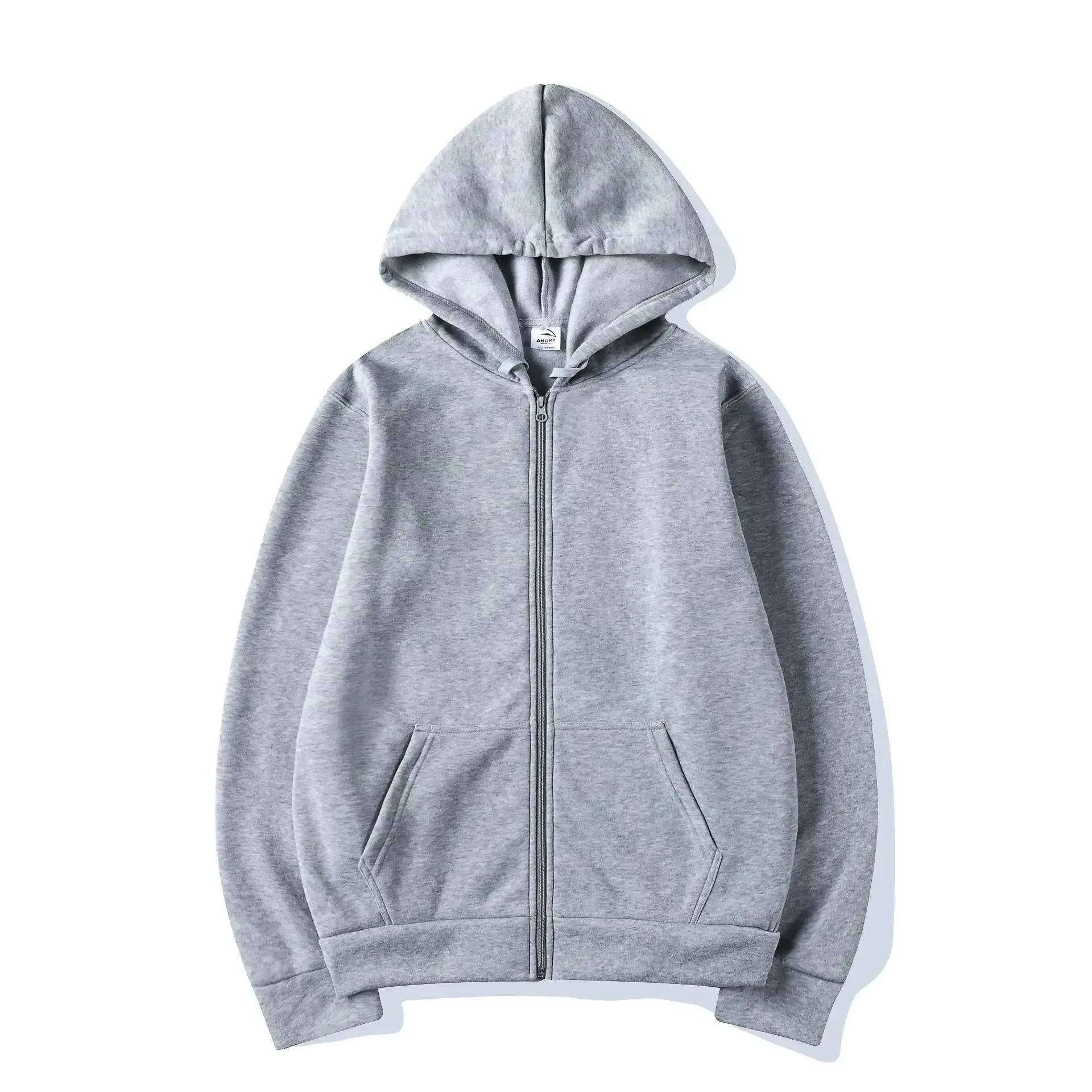 High Street Hoodie Men Solid Color Zip Up Long Sleeve Loose Jacket Coats Casual Hooded Sweatshirt Y2K Fashion Outdoor Clothes thumbnail 2