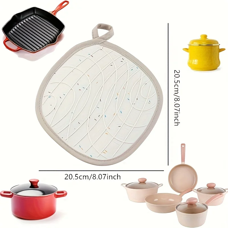 2 pcs Silicone Pot Holders, Stylish Heat Resistant Hot Pads with Pockets, Non Slip Potholders for Kitchen Baking and Cooking thumbnail 2