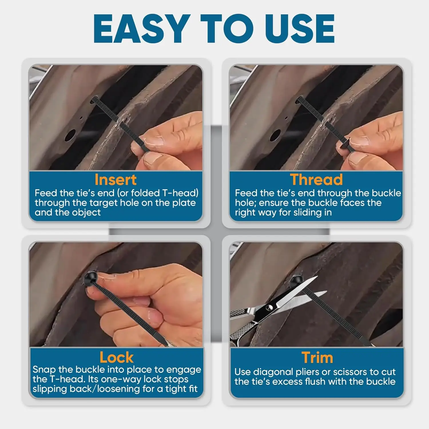 New Nylon Universal Cable Tie Buckle fixed through the core nail cable tie buckle mudguard fender inner lining trunk buckle thumbnail 6