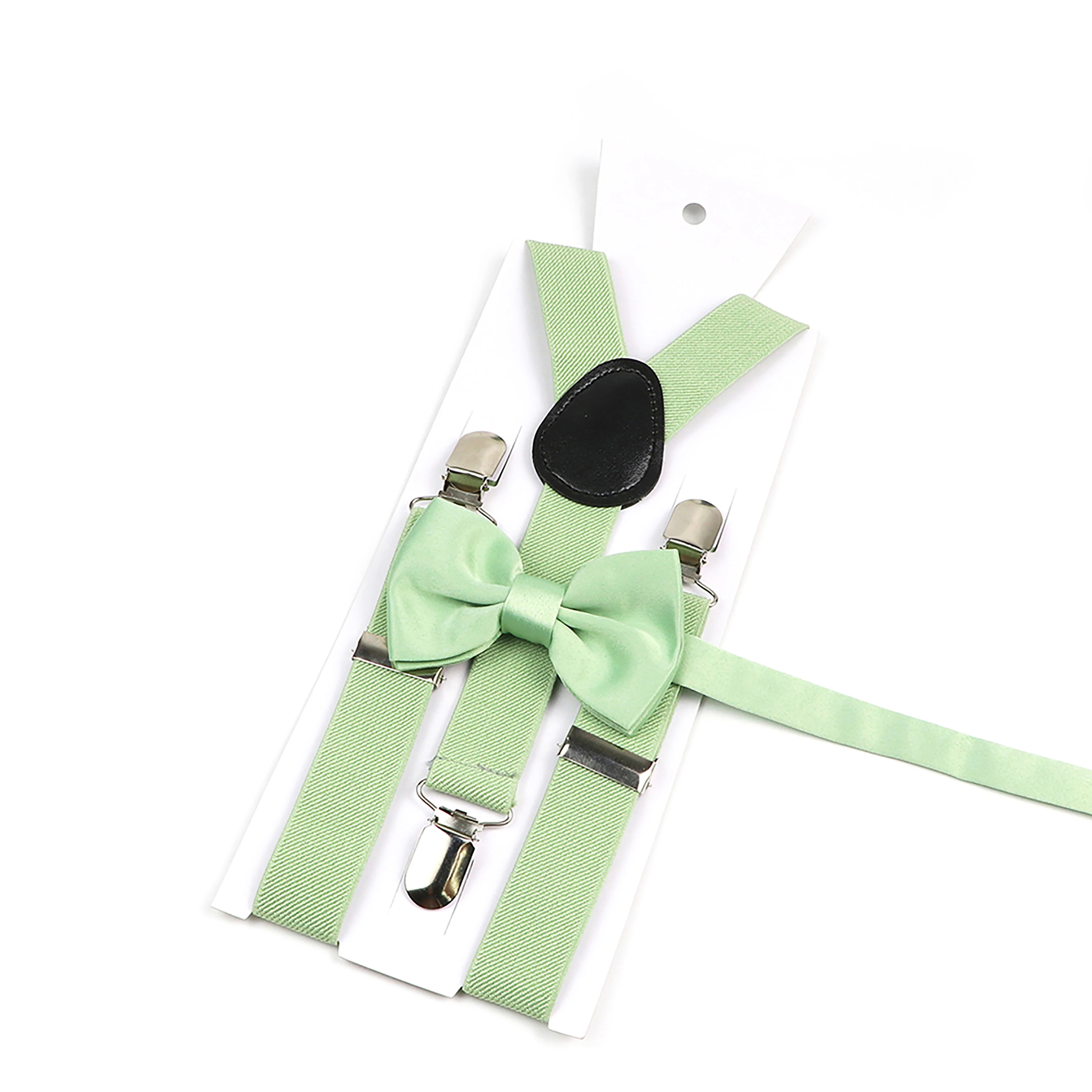 Hot Sale Sage Green Suspender Bowtie Brooch Set Romantic Wedding Y-Back Straps Braces Parent-Child  Butterfly Suit Skirt Gift thumbnail 6