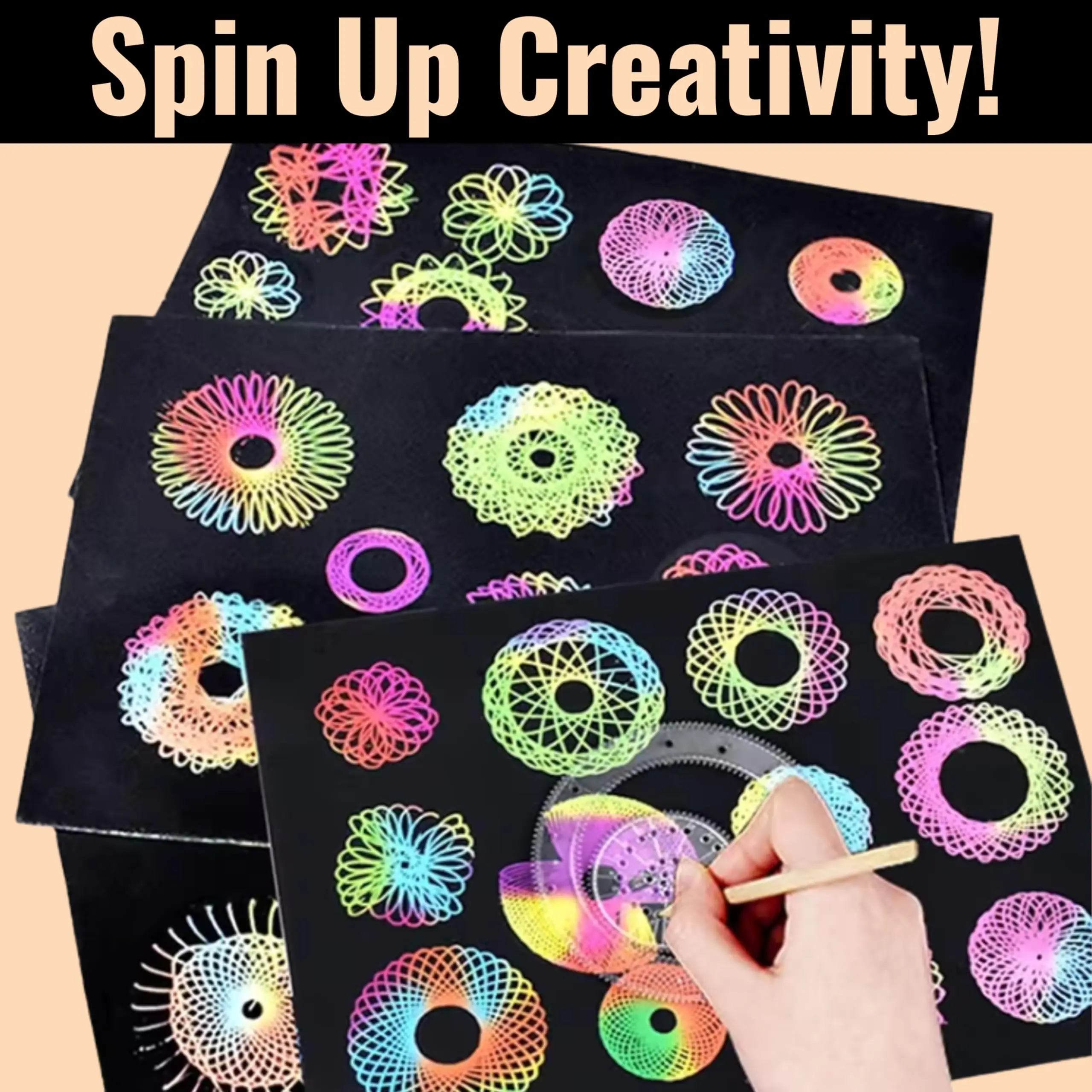 22pcs/Set Spirograph Drawing Tools - Geometric Roulette Ruler, Educational Painting Puzzle Toy, Creative Art Learning Kit thumbnail 3