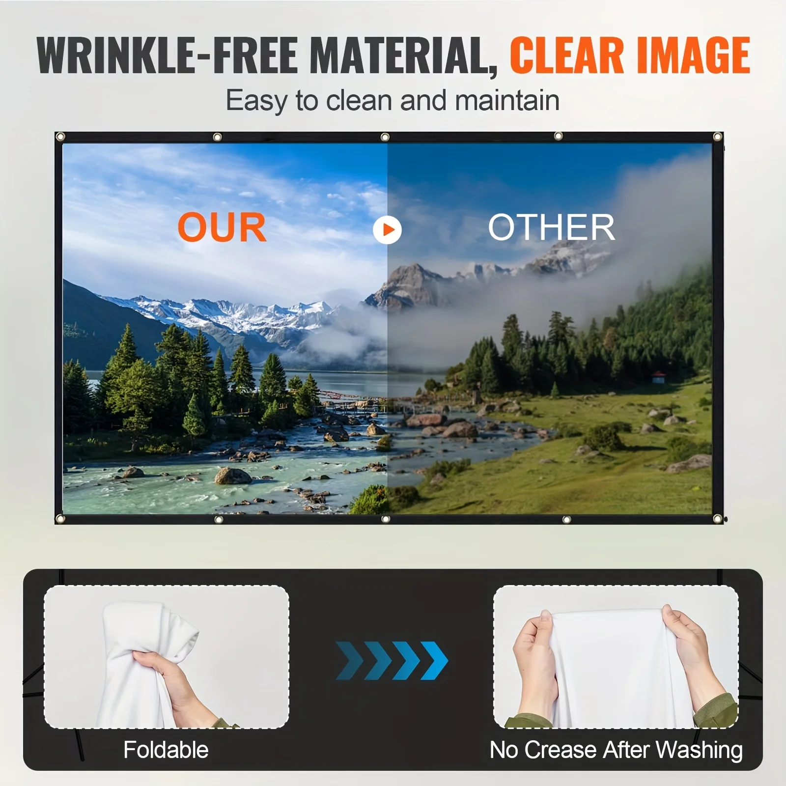 Portable Projector Screen 16:9 White Foldable Grey Projection Home Cinema House Indoor Outdoor Theater 4K HD 1080P For HY300 thumbnail 2