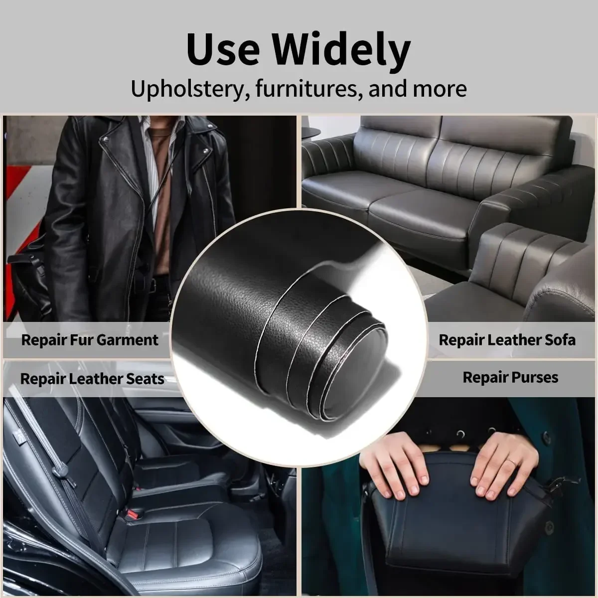 Self Adhesive DIY Leather Genuine Repair Real Craft Black Patch PU House Fix for Sofa Car Seat Bag Patches Fabric Full Grain thumbnail 4