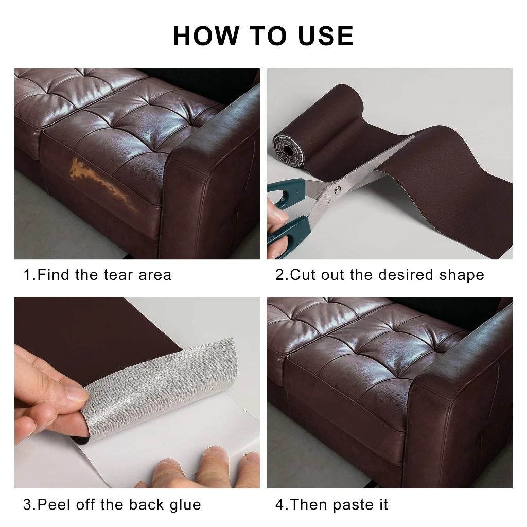 Self Adhesive DIY Leather Genuine Repair Real Craft Black Patch PU House Fix for Sofa Car Seat Bag Patches Fabric Full Grain thumbnail 6