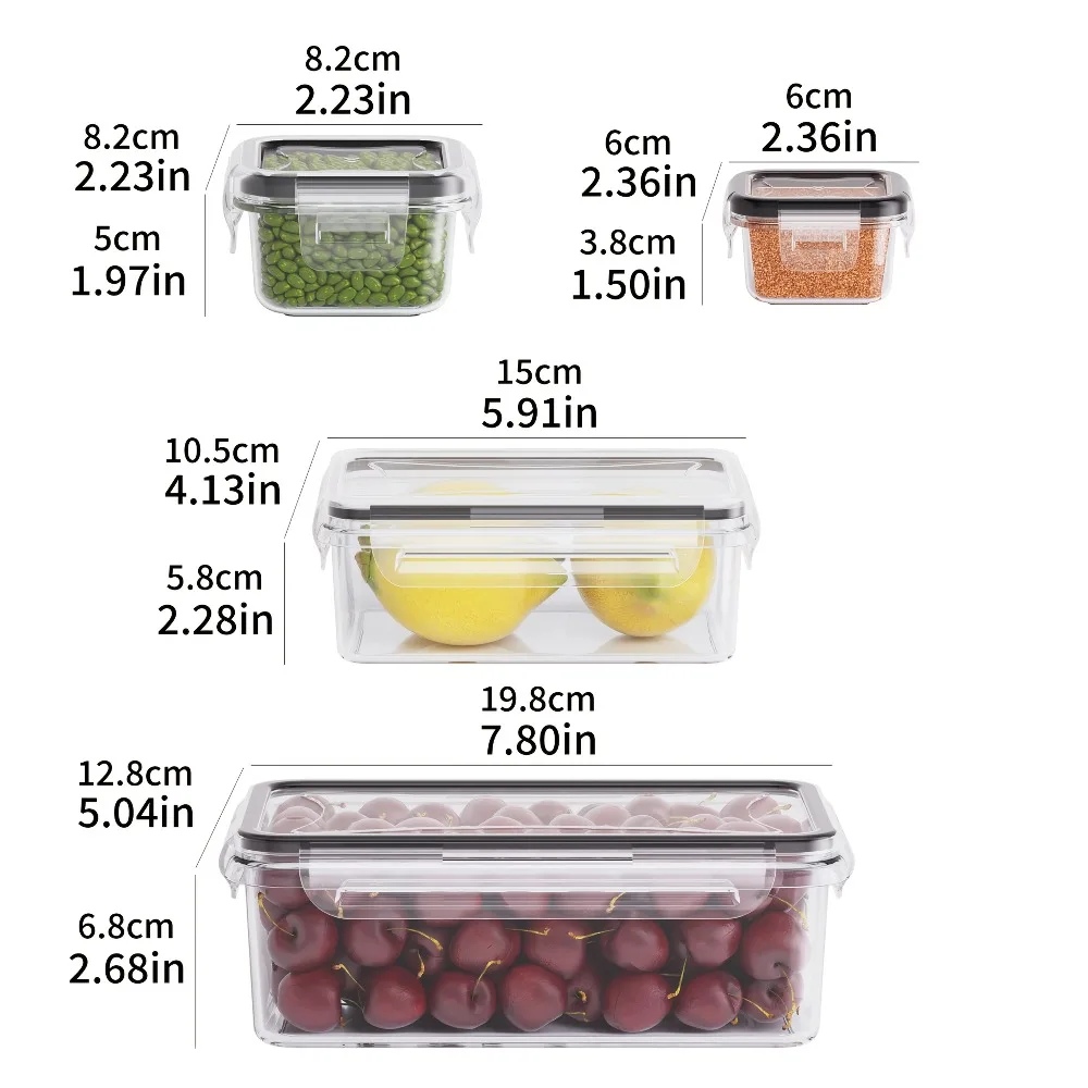 8-PC BPA-Free Airtight Food Containers with Locking Lids - Microwave/Freezer Safe PP Plastic Storage for Dry Goods/Fruit/Veggies thumbnail 3