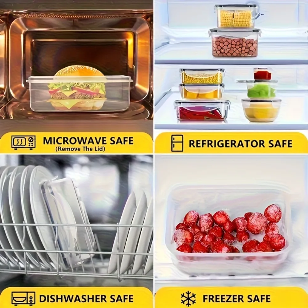 8-PC BPA-Free Airtight Food Containers with Locking Lids - Microwave/Freezer Safe PP Plastic Storage for Dry Goods/Fruit/Veggies thumbnail 4