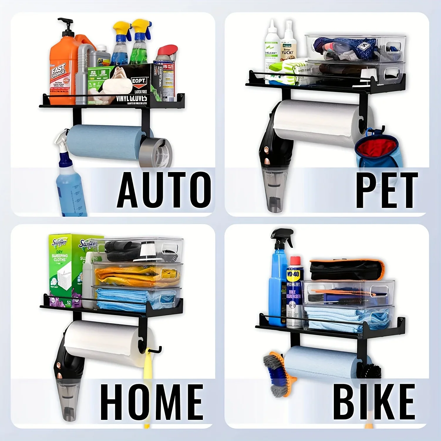 Garage Paper Towel Holder, Wall Mount Shelf, One-Hand Tear, Garage Organization and Storage Rack Holds 50 lbs thumbnail 5