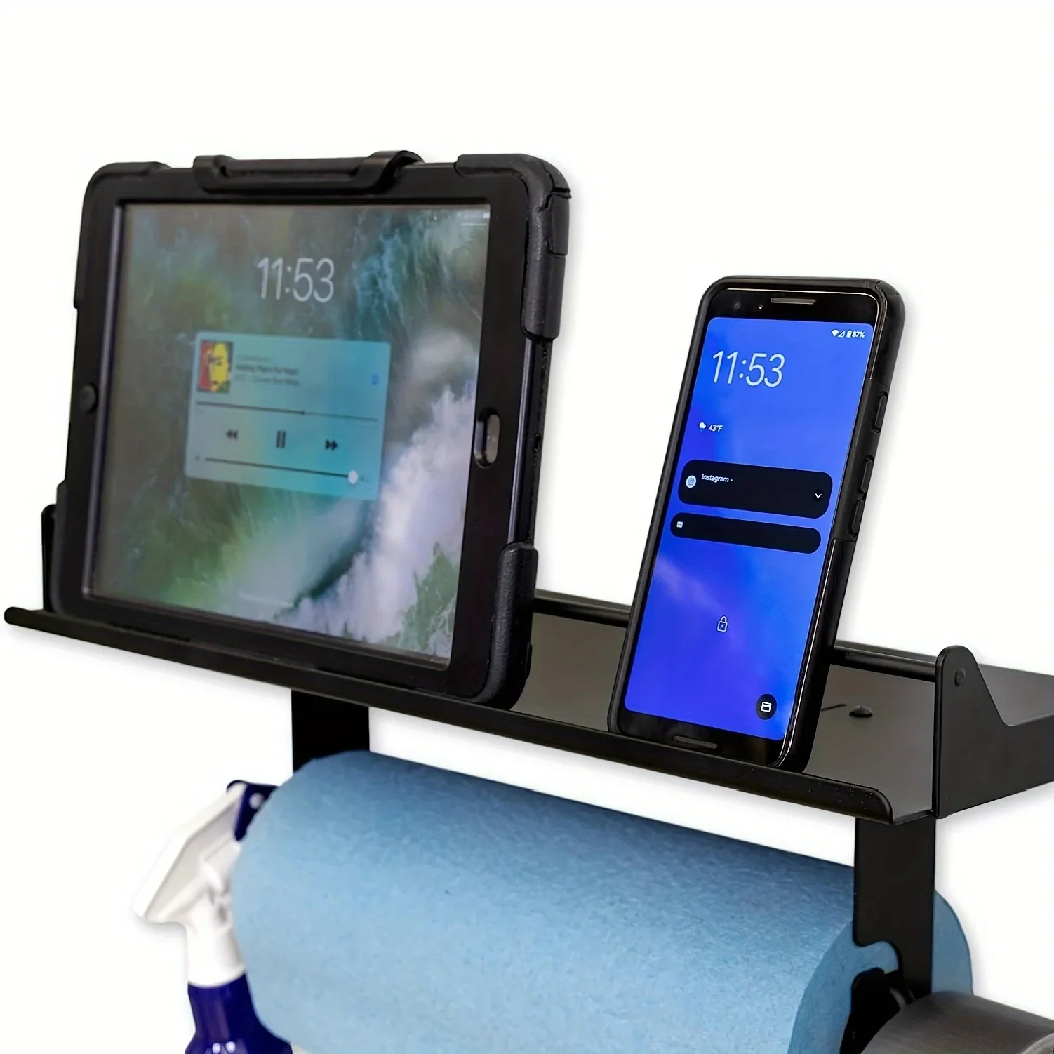 Garage Paper Towel Holder, Wall Mount Shelf, One-Hand Tear, Garage Organization and Storage Rack Holds 50 lbs thumbnail 4